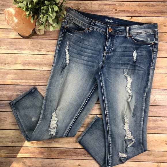Elite Jeans Distressed Raw Hem Skinny Size 13/14 - Picture 2 of 6